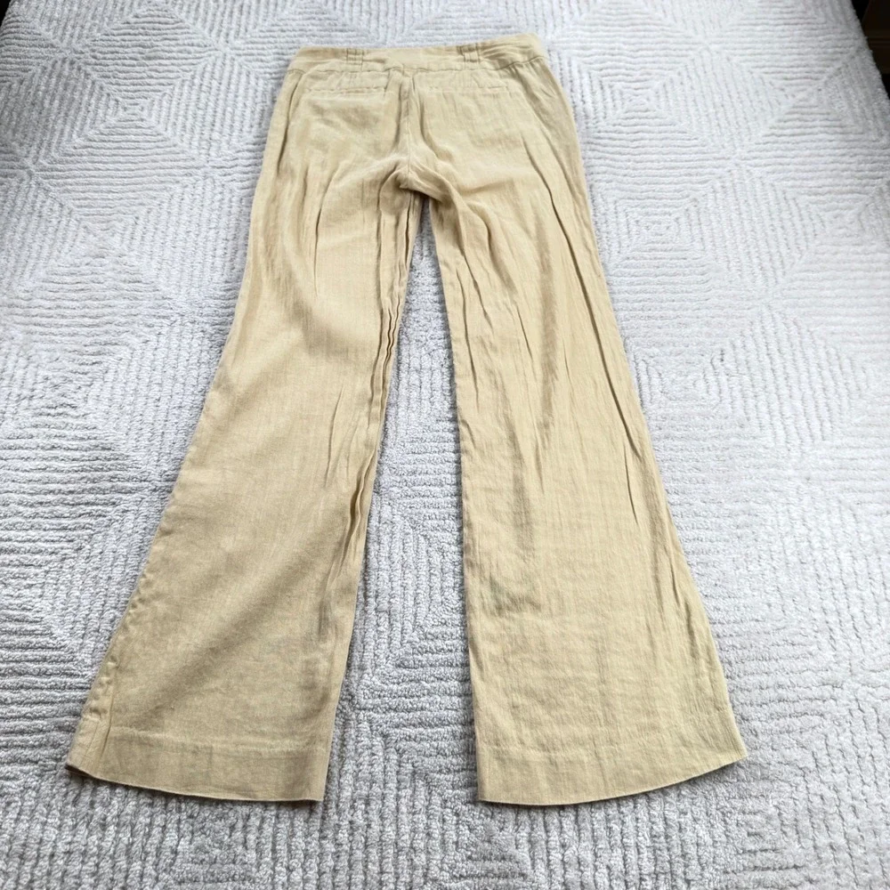 Banana Republic Wide Leg Linen Pants Womens 00P Tan Quiet Luxury Coastal Office